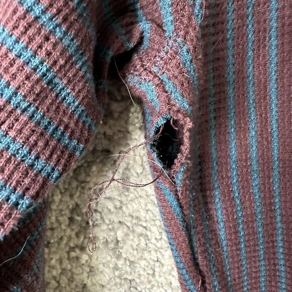 Free People Shirt Womens Large Purple Blue Striped Thermal Long Sleeve Stretch - Picture 3 of 7